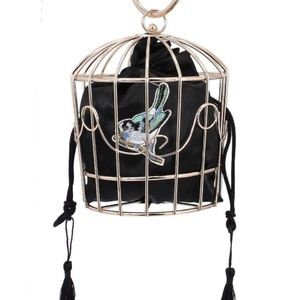 Novelty Bird Cage Nostalgic Handbag with Wristlet Ring